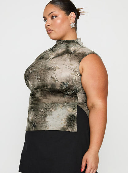 Nights All Alone High Neck Top Multi Curve