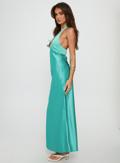 Annalia Scarf Tie Maxi Dress Aqua