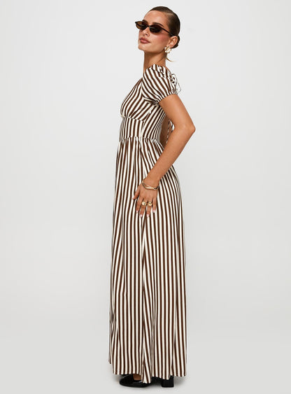 Collyns Maxi Dress Beige Pinstripe