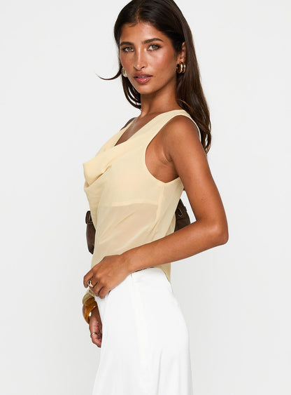 Pretty Little Fears Cowl Neck Top Beige
