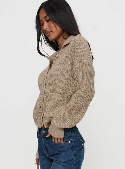 Darcel Button Up Knit Cardigan Mocha