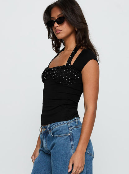 Emberglow Top Black / Polka