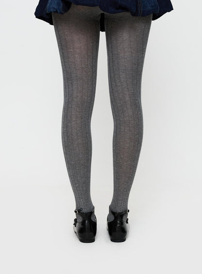 Flashback Ribbed Stockings Grey