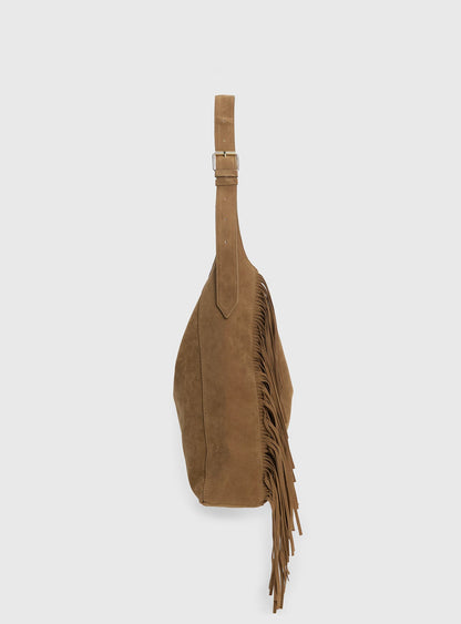 Endless Nights Tassel Faux Suede Shoulder Bag Brown