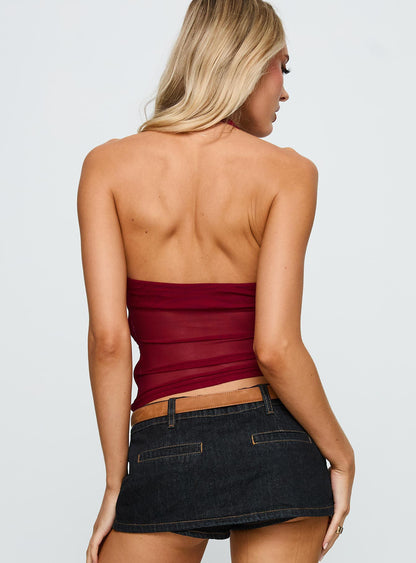 Edge Of Seventeen Mesh Top Wine