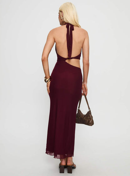 Novalee Keyhole Maxi Dress Burgundy