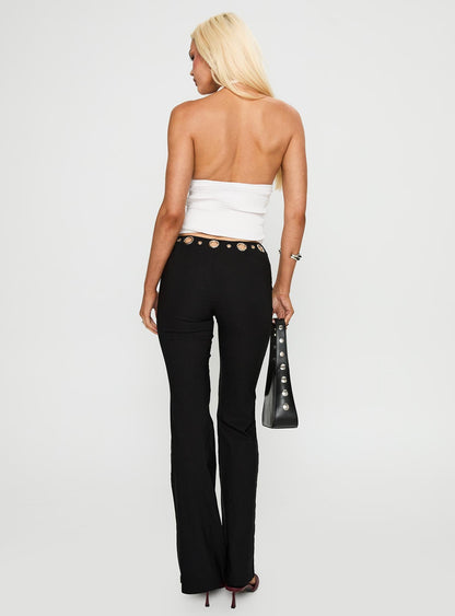 True Grit Eyelet Flare Pants Black