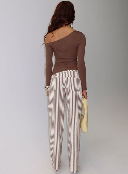 Vendi Low Rise Pant Brown Stripe