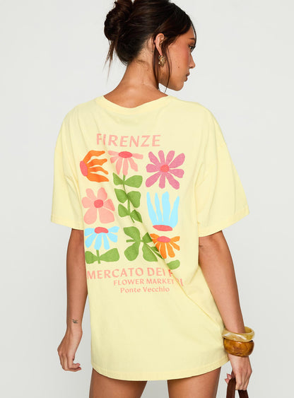 Firenze Flower Market Oversized Graphic Tee Yellow