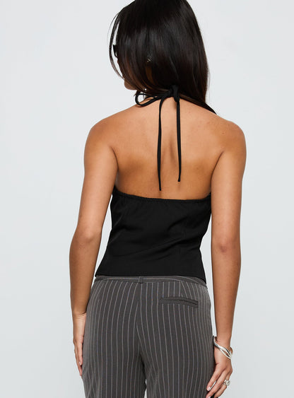 No Sleep Halter Top Black