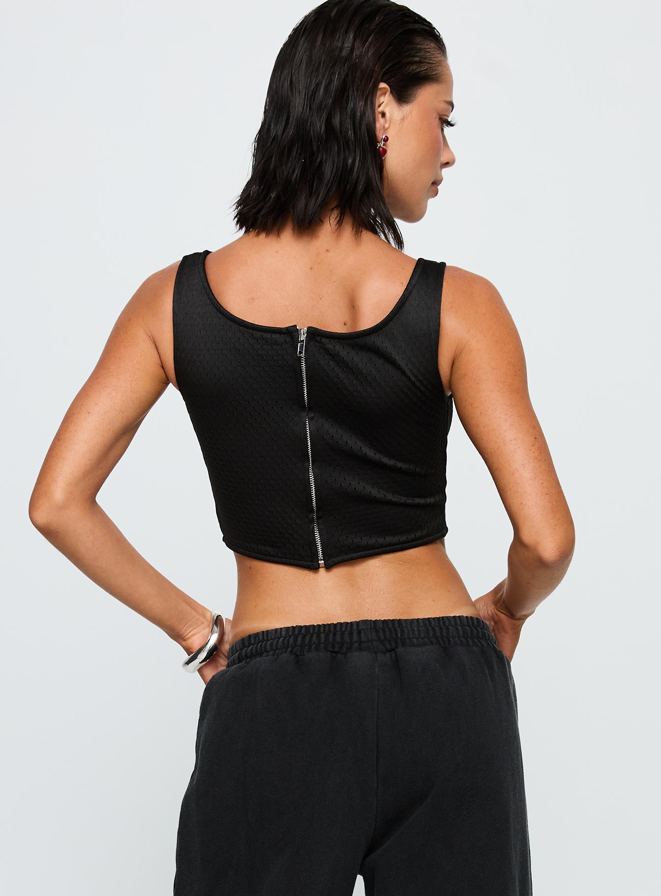 SDSU Jersey Corset Top Black