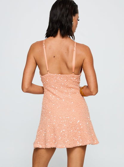 Feel The Vibrations Sequin Mini Dress Orange