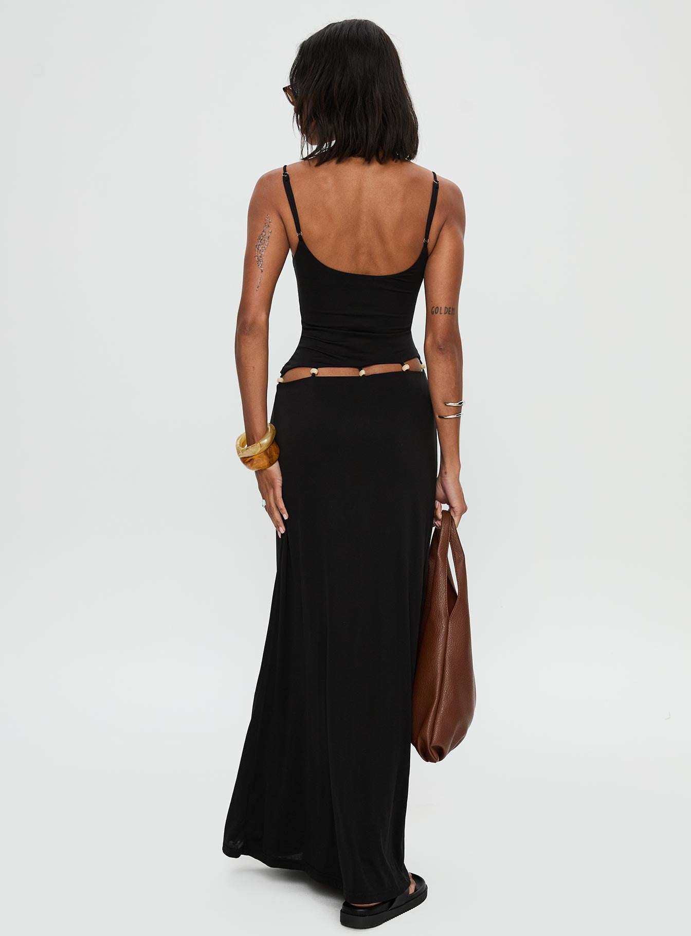 Allspice Beaded Maxi Dress Black