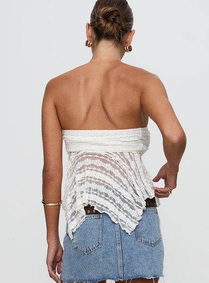 You Were Right Strapless Textured Top Cream