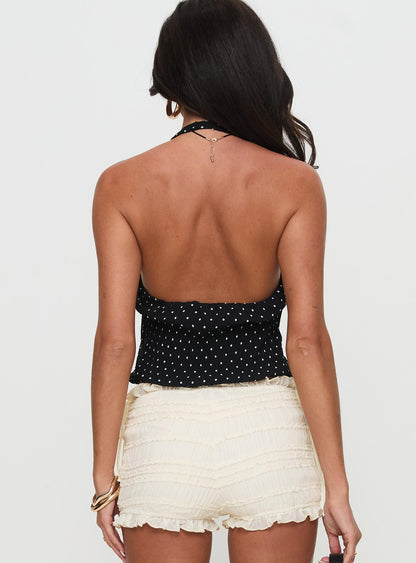Brat Halter Top Onyx Polka