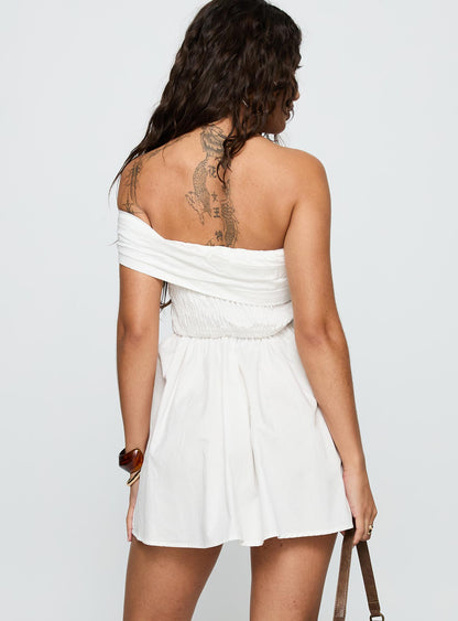 Fruitful Off Shoulder Mini Dress White