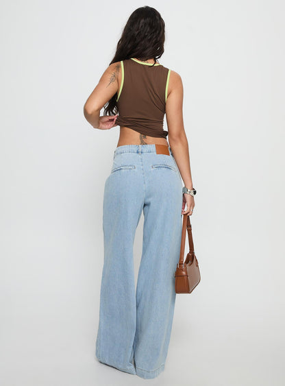 Siloh Wide Leg Denim Jeans Blue