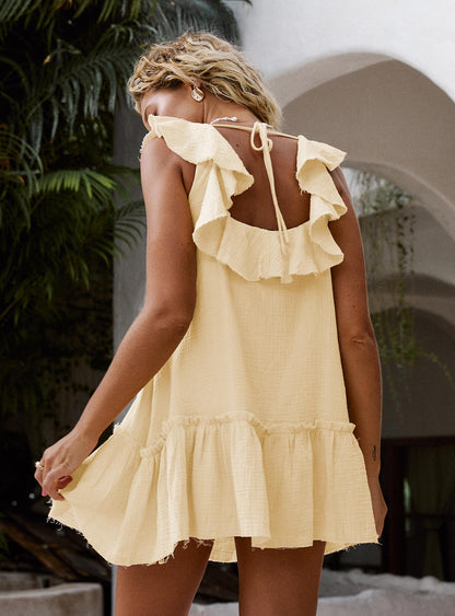 Alicen Frill Mini Dress Yellow