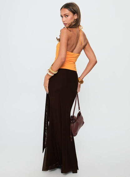Caviar Tie Maxi Skirt Chocolate