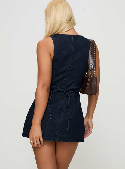 Ainsleigh Shift Denim Playsuit Mid Wash Tall