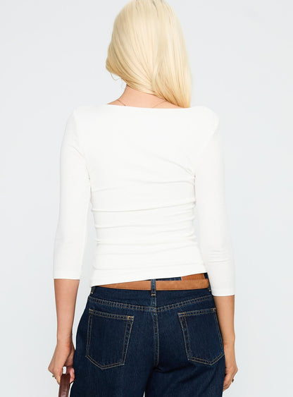 Desirae 3/4 Sleeve Top White