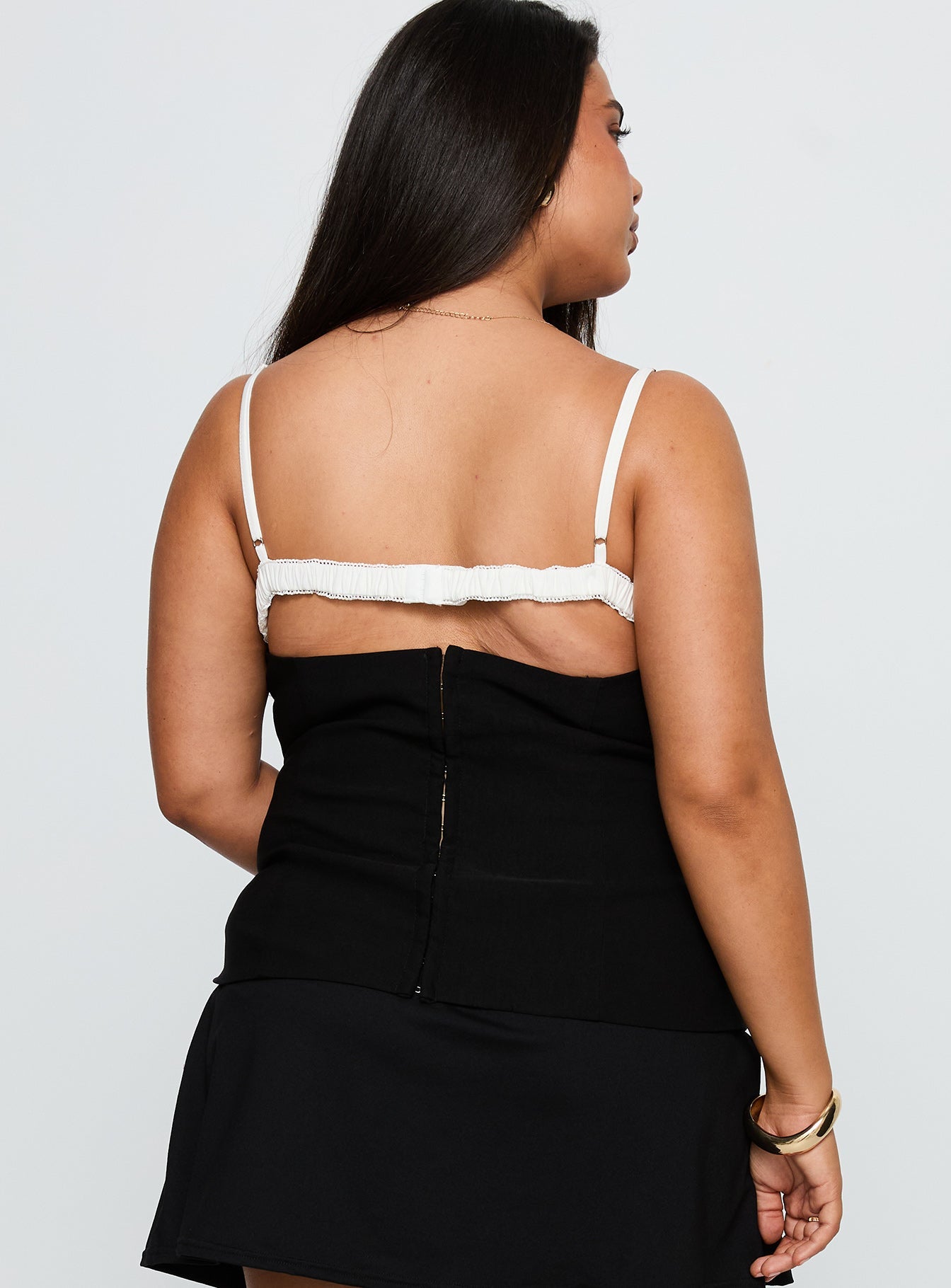 Renaissance Corset Lace Top Black / White Curve