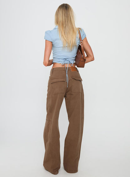 Bruiser Mid Rise Wide Leg Jeans Brown