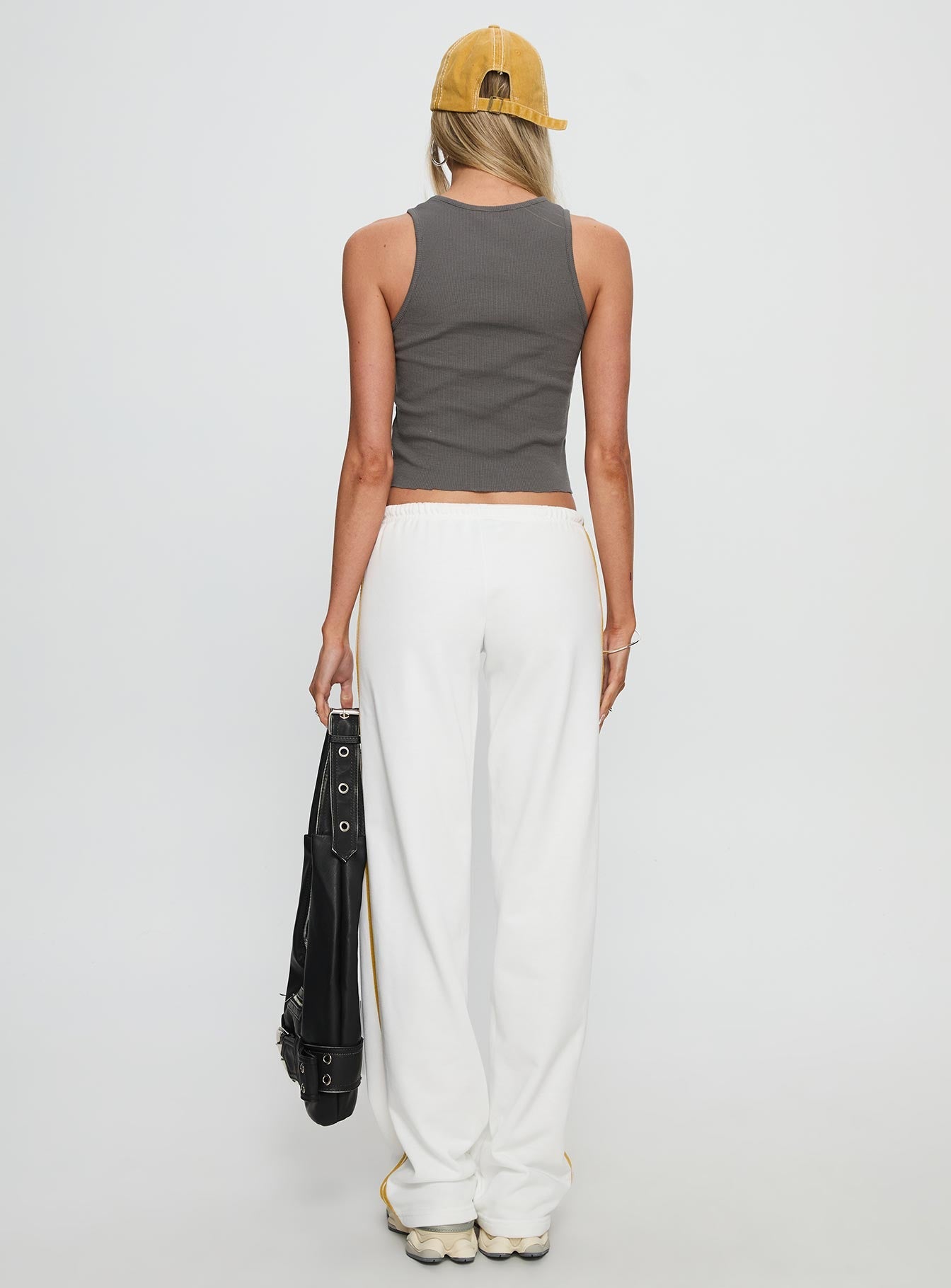 Elation Low Rise Straight Leg Track Pant White