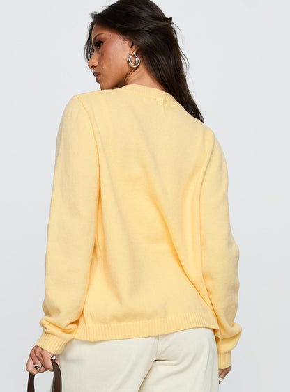 Arica Button Up Knit Cardigan Lemon