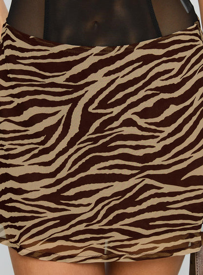 Feed The Soul Mini Skirt Brown / Zebra
