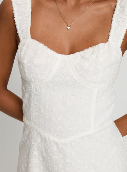 Sweet Secrets Broderie Mini Dress White