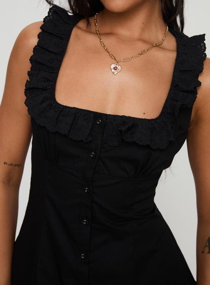 Oliveah Frill Mini Dress Black Petite