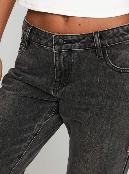 Better Half Low Rise Straight Leg Jeans Charcoal