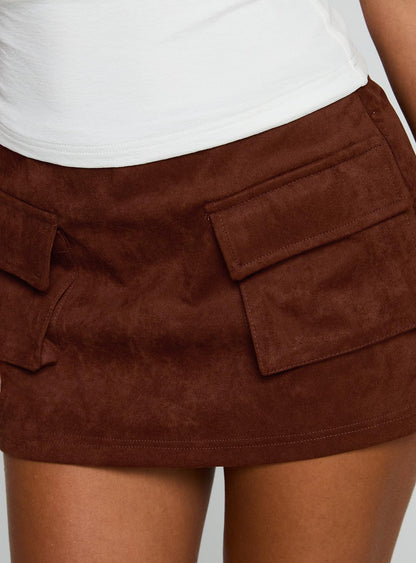 Ex Factor Faux Suede Skort Brown
