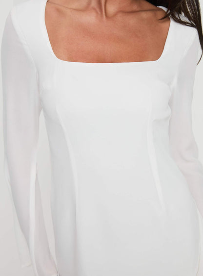 Brunet Long Sleeve Mini Dress White