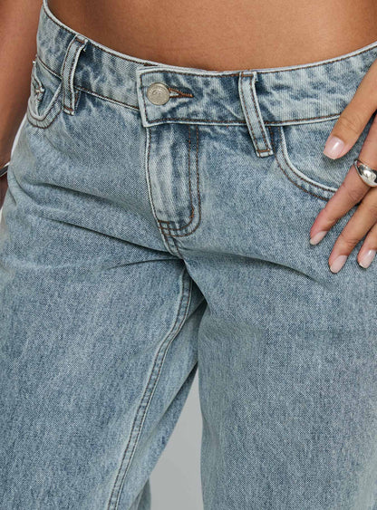 Ellanor Low Rise Slouch Denim Jean Light Blue