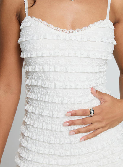 Christella Lace Mini Dress White