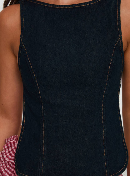 Rider Backless Top Indigo