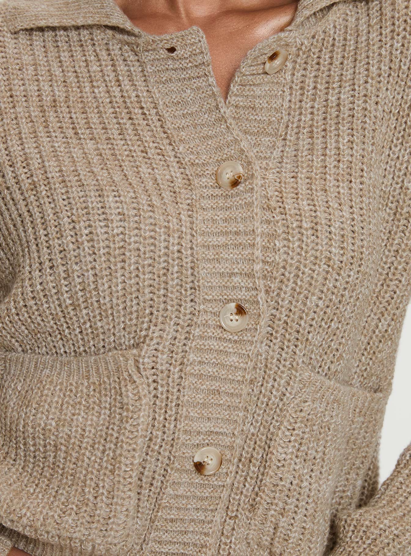 Darcel Button Up Knit Cardigan Mocha