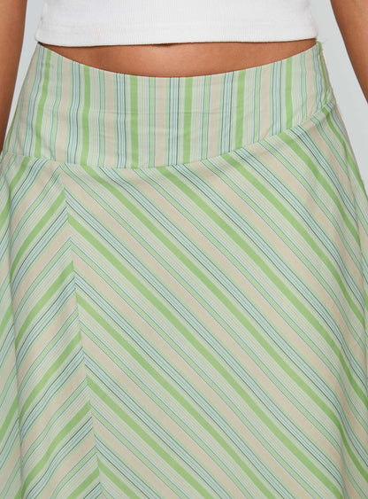Vettie Midi Skirt Green Multi