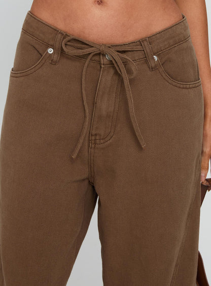 Bruiser Mid Rise Wide Leg Jeans Brown