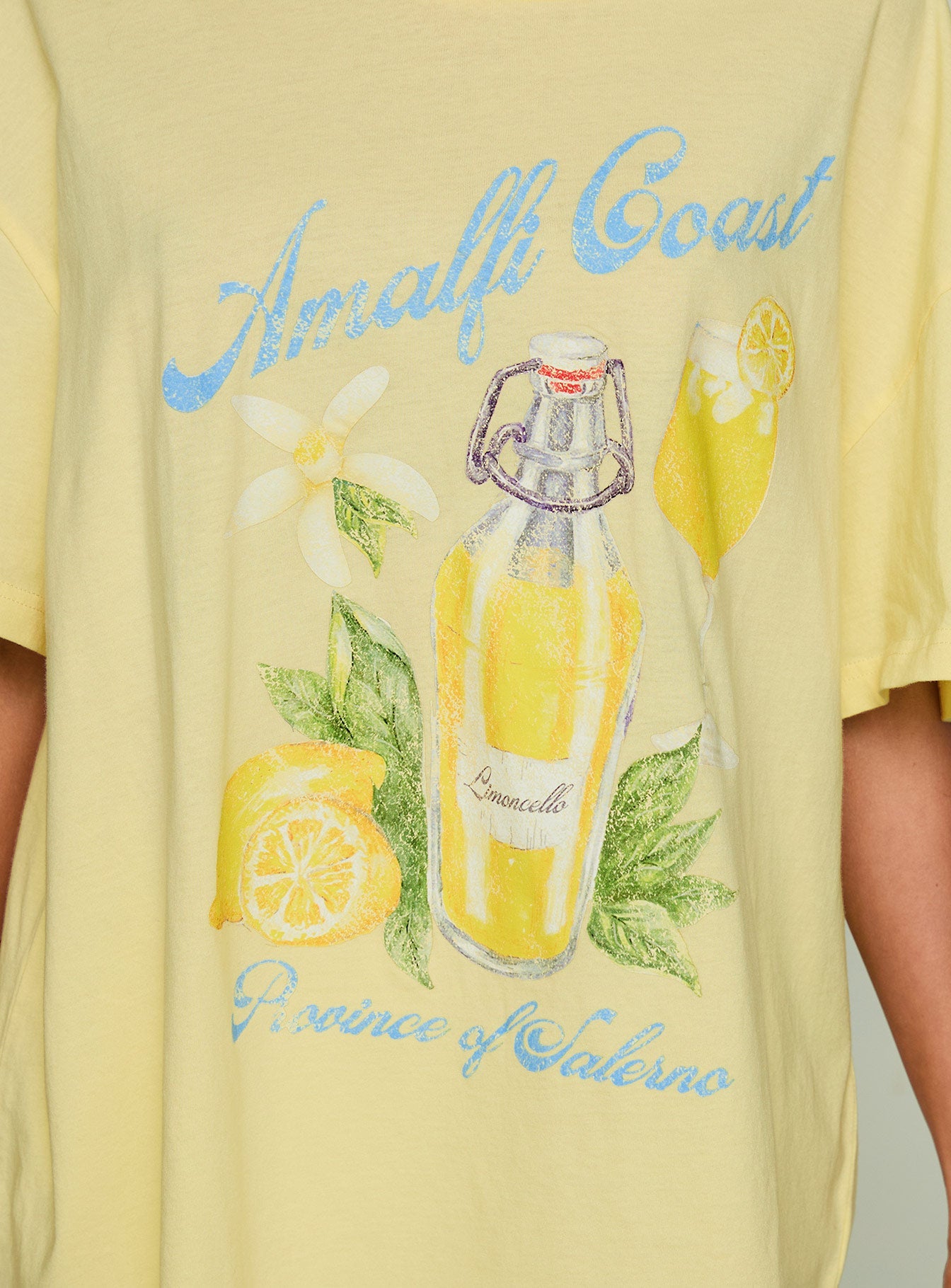 Amalfi Coast Oversized Graphic Tee Pastel Yellow