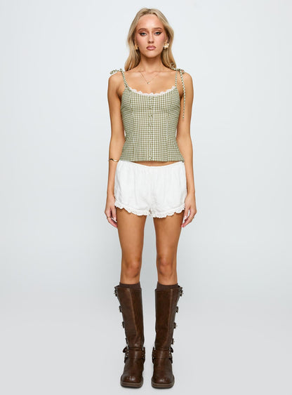 Dalanie Tie Strap Top Green Check
