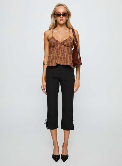 Croatia Frill Top Brown Check