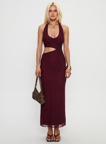 Novalee Keyhole Maxi Dress Burgundy