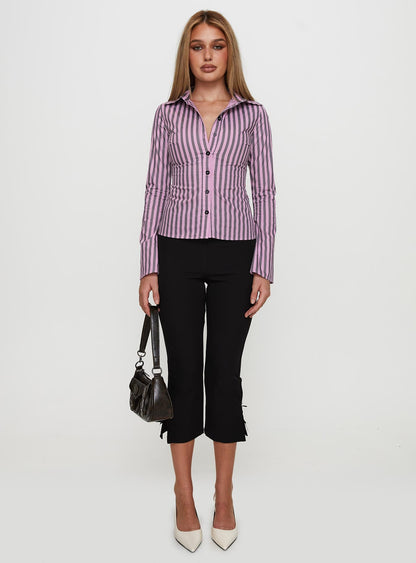 You Hear Me Long Sleeve Top Pink Stripe