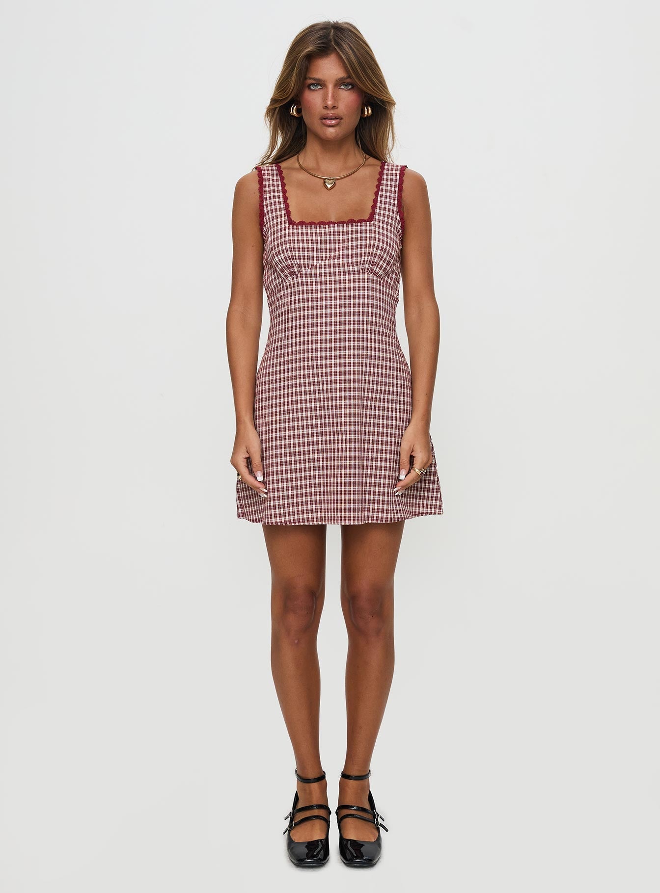 Dasha Mini Dress Red Check Petite