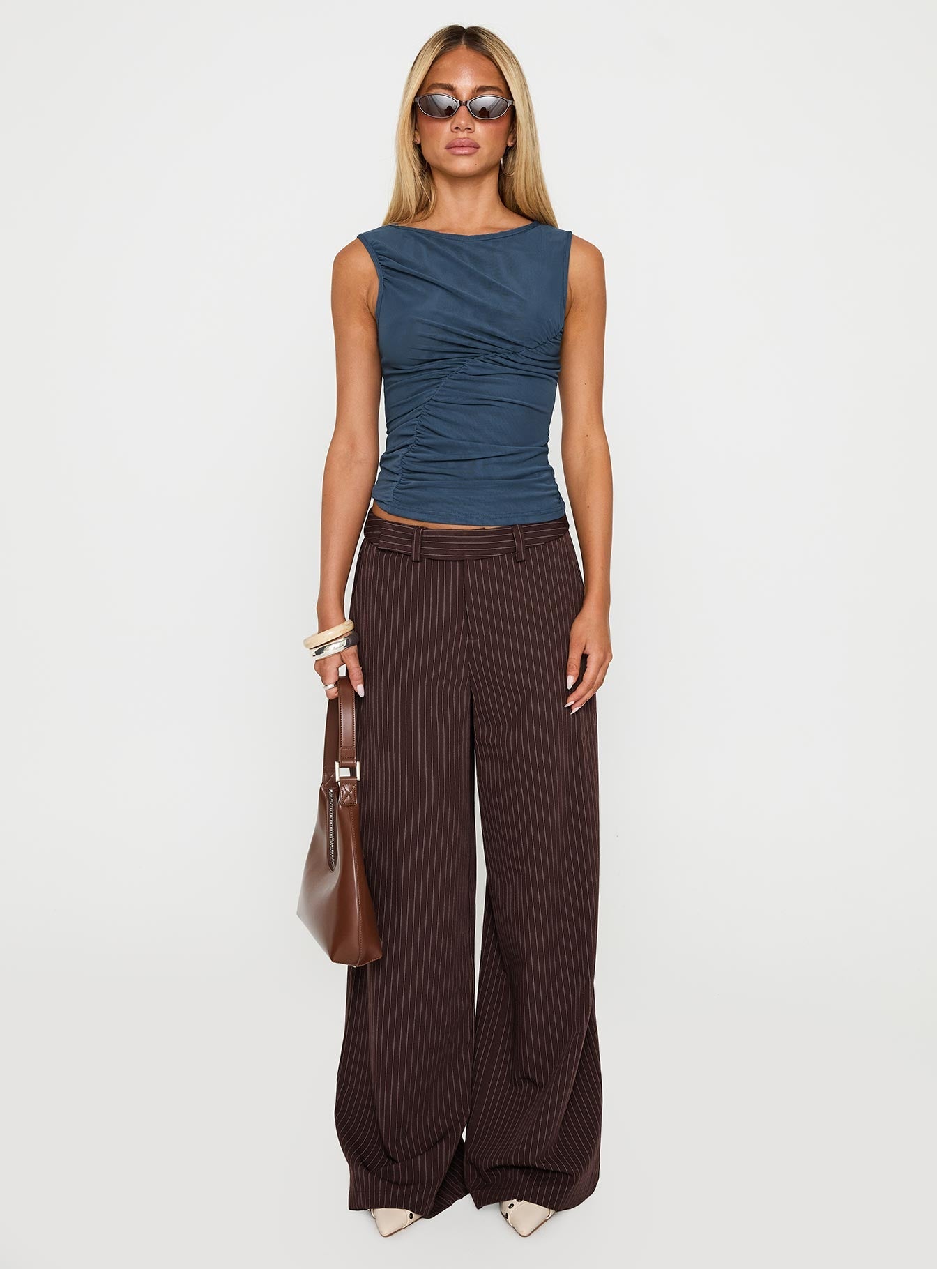 Persuade You Ruched Top Blue