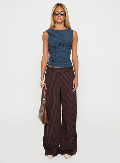 Persuade You Ruched Top Blue