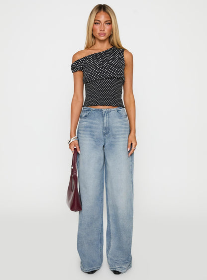 Bowe Low Rise Wide Leg Jeans Blue
